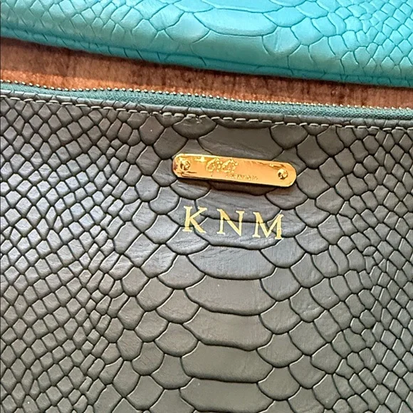 Gigi Newyork Women's Clutch Bag Set - Teal, Green, and Burnt Orange - Picture 3 of 11